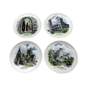 KAISER BERMUDA Souvenir Small Plates Set of 4 Scenic Landmarks 4.5" Vintage
